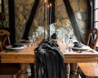 Correa De Mesa Bohemia Negra De 35x72 Pulgadas Para Decoración De Boda Y Eventos Telas De Gasa Para Arco Y Centro De Mesa - details 4