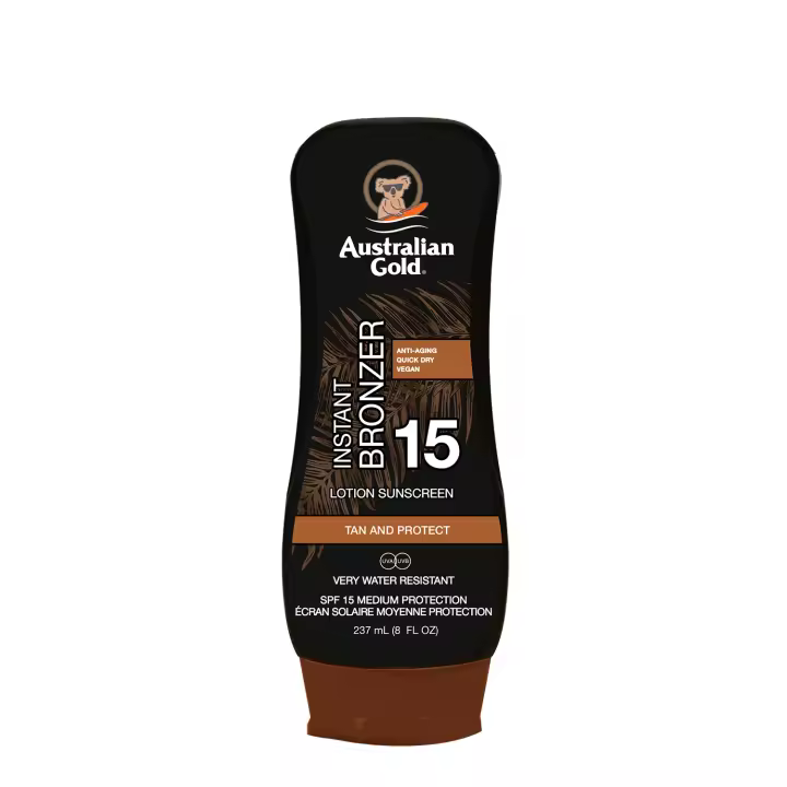 Australian Gold SPF 15 LOTION W/ BRONZER, protector solar en loción con acelerador del bronceado 237ml - 1