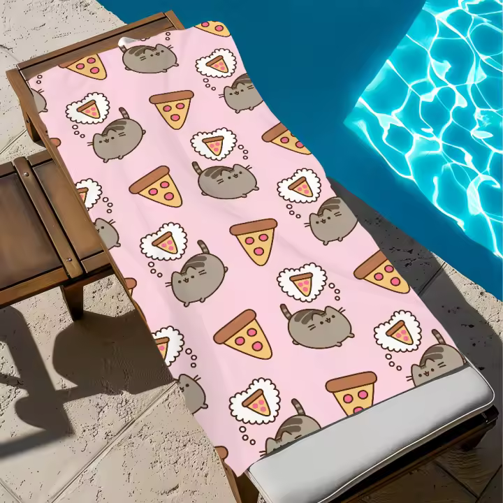 Toalla De Playa Grande Pusheens-S Con Dibujos De Gatos Lindos Para Deporte Y Baño Secado Rápido Suave Para Viaje Y Gimnasio - 1