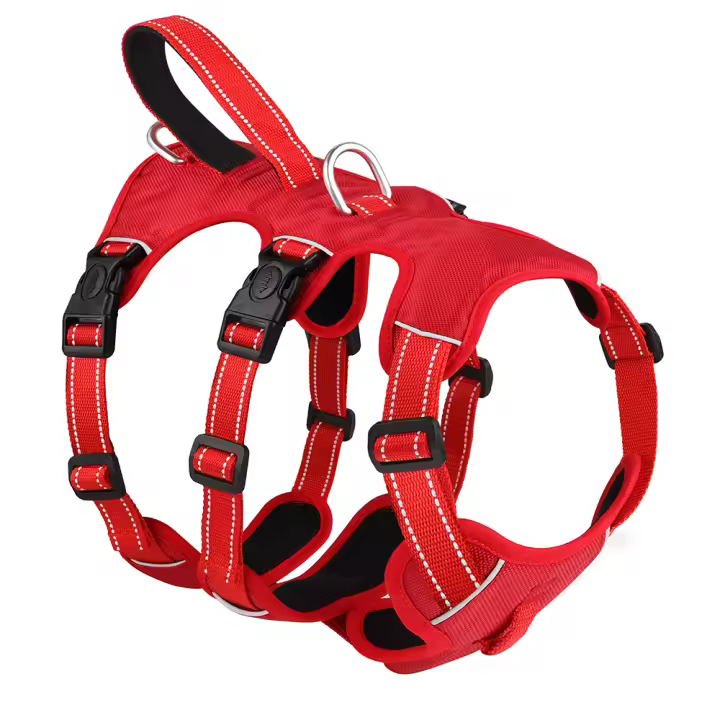 Harnés Reflectante Para Perros De Malla Y Nylon Ajustable Para Pequeños Medianos Y Grandes Con Manija Para Pitbull Pug Sin Pulling - 1