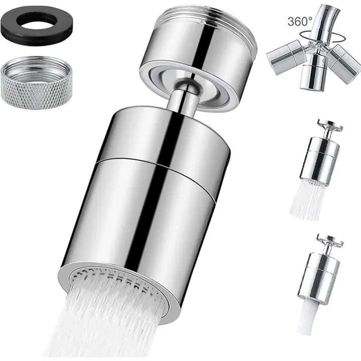 Aerador torneira Cozinha com adaptador, adaptador de torneira M22-M24, difusor torneira de Cozinha, 360 ° giratória ar torneira, latão 2 Modos ajustável, para torneira de Cozinha/Casa de Banho - 1