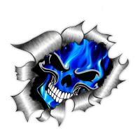 Pegatinas De Coche 3D Azules Con Calavera Para Body Auto Ventanas Parachoques Maletero Adornos Accesorios Impermeables Para Motocicleta - details 1