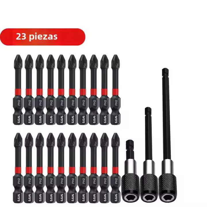 Juego De 23 Piezas De Bits De Encendedor Magnético PH2 Con Mango Hexagonal Para Broca CNC Impacto 3 Pulgadas Herramienta De Sujeción Para Taladro Eléctrico - 1