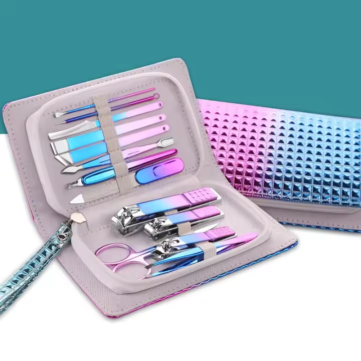 Kit De Manicura Y Pedicura Profesional 9 En 1 Con Estuche Portátil De Cuero Regalo Ideal Herramientas De Acero Inoxidable - 1