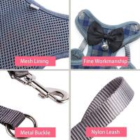 Arnés para mascotas + correa para mascotas-Classic Plaid Kitty Lead Rope Puppy Harness Set para perros pequeños gatos grandes (L, Blue Plaid) - details 2