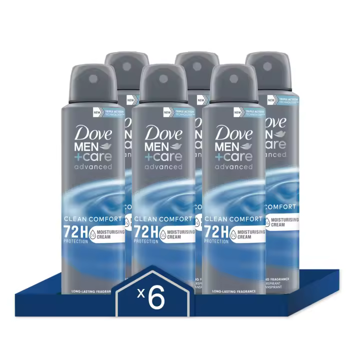 Dove Men +Care Desodorante Clean Comfort 72h 150ml - Pack de 6 - 1