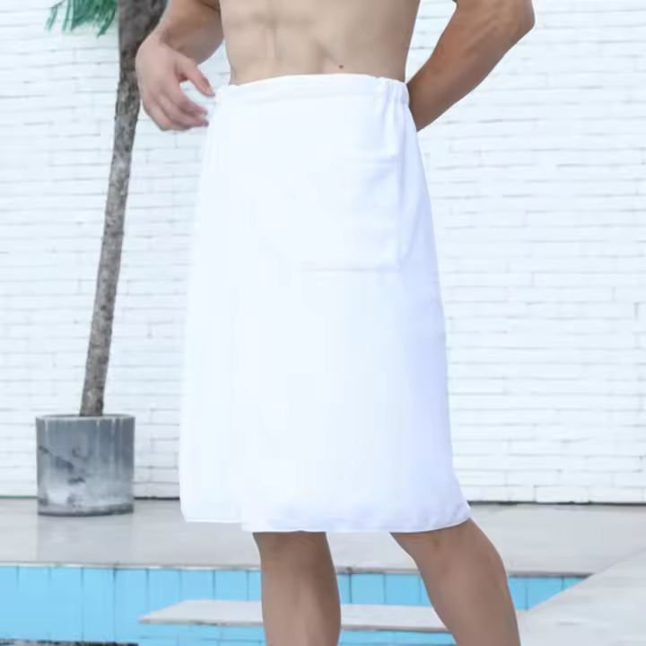 Toalla De Baño Absorbente Para Hombres Con Cierre Seguro Y Bolsillo Para Gimnasio Spa Sauna Showers Textil Doméstico Tela Tejida De Fibra De Bambú 100% Secado Rápido - 1