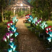 Luz Solar LED Para Camino De Flores Lirio Luz De Valla Exterior Impermeable Cambio De Color Para Jardín Patio Decoración Moderna - details 9