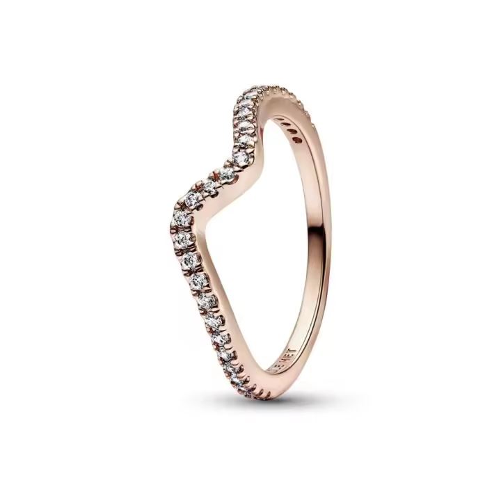 182539C01 - Anillo con un recubrimiento en oro rosa de 14k Ola Brillante 182539C01 PANDORA Silver  Anillo Pandora original - 1