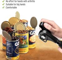 Abrelatas con borde liso manual, abrelatas de mano, sin borde afilado, con mango blando, abrelatas de corte de acero inoxidable de grado alimenticio, abrelatas profesionales de ergonomía, adecuadas para cocinas y restaurantes - details 0