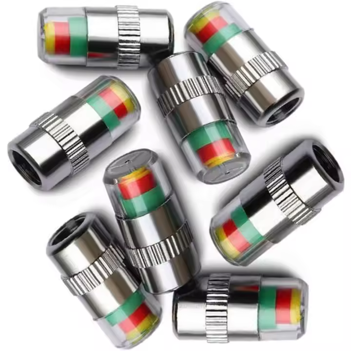 CA 8 tapones para válvulas indicadoras de presión de neumáticos de coche, 3 colores - 1