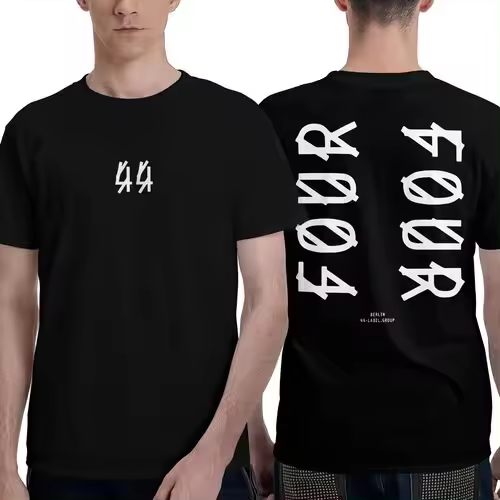 Camiseta de Manga Corta, 100% Algodón, Ropa Unisex para Hombres y Mujeres en 5 Tallas, Camiseta Negra CON DOBLE ESTAMPADOS, Cuello redondo. - 1