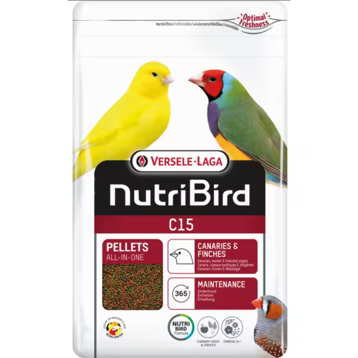Alimento para Aves Versele-Laga Nutribird C15 Tropical 3Kg o 10Kg - Estimula la Flora Intestinal y Protege Contra Problemas Intestinales - Pienso para canarios - 1