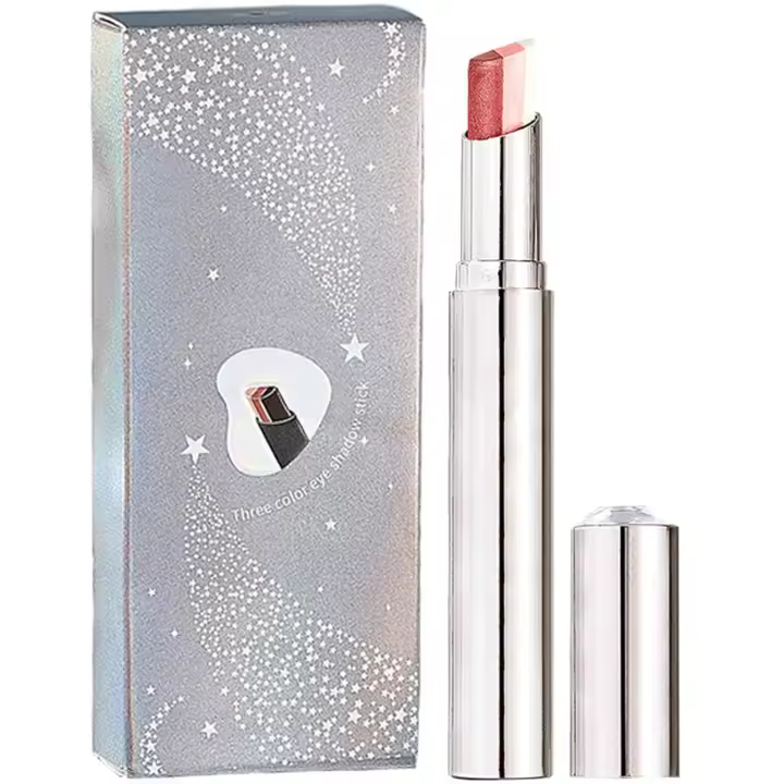 Sombra de ojos en barra con degradado brillante, resistente al agua, 3 colores, 3 en 1, resistente al agua y de larga duración (01#) - 1