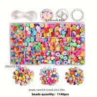 Set De Abalorios De Arcilla Polimérica 15Celdas Con Espaciadores De Frutas Y Caras Sonrientes Hilo Elástico Bundle De Caja - details 4