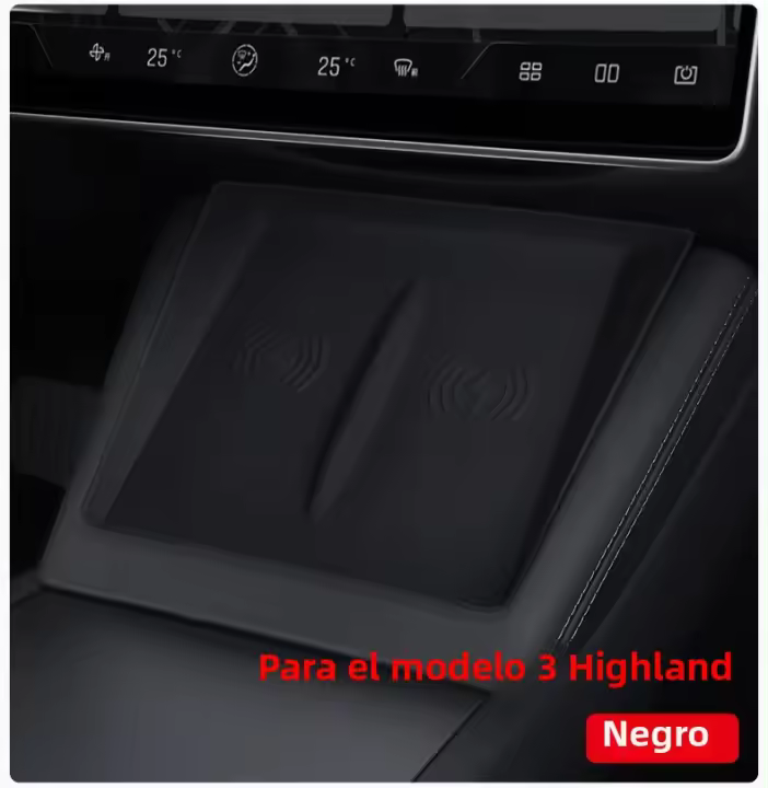 Alfombrilla De Carga Inalámbrica Para Tesla Model 3+ Highland 2024 Silicona Antideslizante Negro Y Blanco Accesorios Model3 - 1