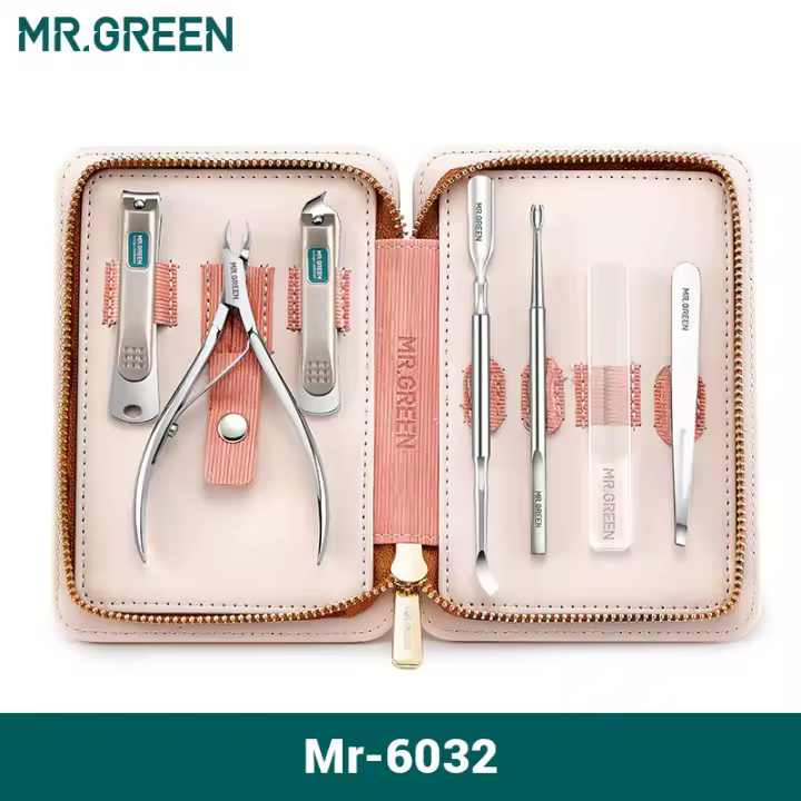 Kit De Manicura Y Pedicura MR.GREEN 7Pcs Herramientas De Afeitar De Acero Inoxidable Profesional Con Estuche De Viaje Para Cuidado De Uñas - 1