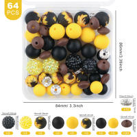 Nuevos 64Pcs/Box De Bolas De Silicona Impresas Con Diamantes Para Hacer Joyas DIY Kit De Accesorios Para Cadena De Llaves Collar Pulsera - details 8