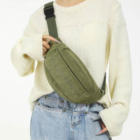 Bolsa De Cintura Para Mujer De Corduroy Con Bordado De Letras Bolso Transversal De Moda Bolso De Hombro Y Pecho - details 0