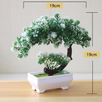 Arbusto Artificial De Bonsái Sakura En Maceta Pequeño Árbol Miniatura De Hojas Verdes Decoración De Flor De Bola De Nieve Simulación Para Escritorio - details 2
