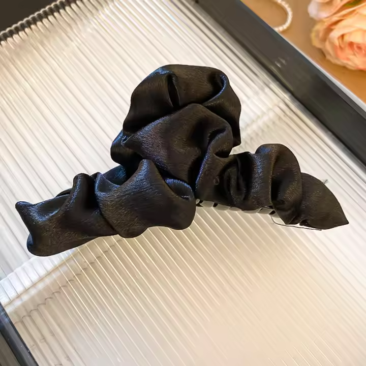 Pinza Para El Cabello En Forma De Mano De Tiburón Negro Con Lazo Decorativo Accesorio De Moda Para Mujer Estilo Geométrico - 1