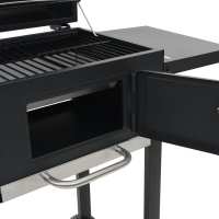 vidaXL Barbacoa de carbón con estante inferior negra - details 5
