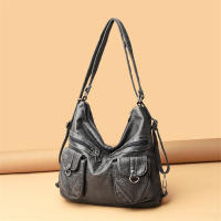 Mochila Vintage De Cuero Sintético Para Mujer Diseñadora 3 En 1 2024 Bolso De Escuela Viaje Mochila Para Damas - details 6
