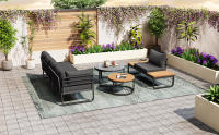 Conjunto de muebles de Jardín (4-5 alojamientos), 2 mesas de café apilables, Marco de Hierro galvanizado, muebles de Jardín, incluidos - details 0