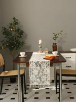 Corredor De Mesa Beige Vintage Estilo Americano Con Ramas De Flores Y Encaje De Borla Para Decoración De Sala De Estar Y Cocina - details 4