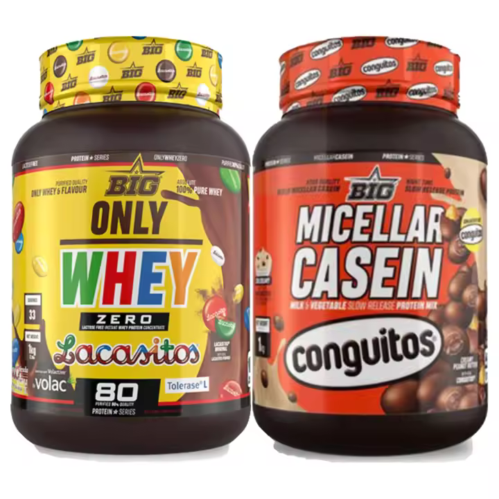 Pack  Lacasitos - Proteína de suero sin lactosa en polvo 1 kg Y Conguitos Dark - Caseína micelar 1 kg - 1