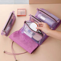 Bolsa De Maquillaje Organizadora 4 En 1 Para Mujer Con Cierre De Cremallera Y Malla Gran Capacidad Bolso De Cosméticos Plegable Portátil Para Viaje Y Almacenamiento - details 1