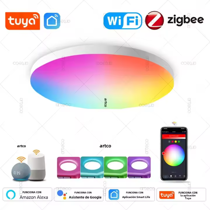 Lámpara De Techo Inteligente Zigbee Tuya Wifi 24W RGB Dimmable Smartlife Control Por Alexa Y Google Home Para Habitación - 1
