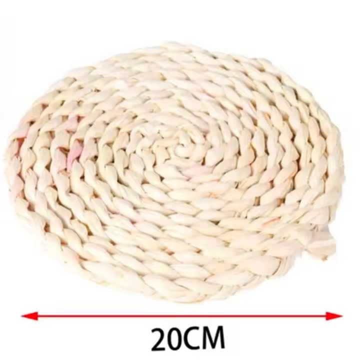 Pack de 4 Salvamanteles Redondo con Asa de Paja - Calidad Excelente. Hecho de paja natural de excelente calidad, lo que garantiza durabilidad y resistencia al calor. Disponible en múltiples diámetros, desde20 cm hasta35 cm. - 1