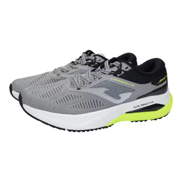 Deportivos marca JOMA para hombre en color gris. Deportivas JOMA para hombres en color gris y verde fluorescente, cordones y suelo de goma - 1