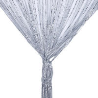 Cortina De Puerta Decorativa 100cm X 200cm Enhebrado Plateado Para Bodas Eventos Hoteles Salones De Estudio Con Borla De Hilo De Plata - details 1