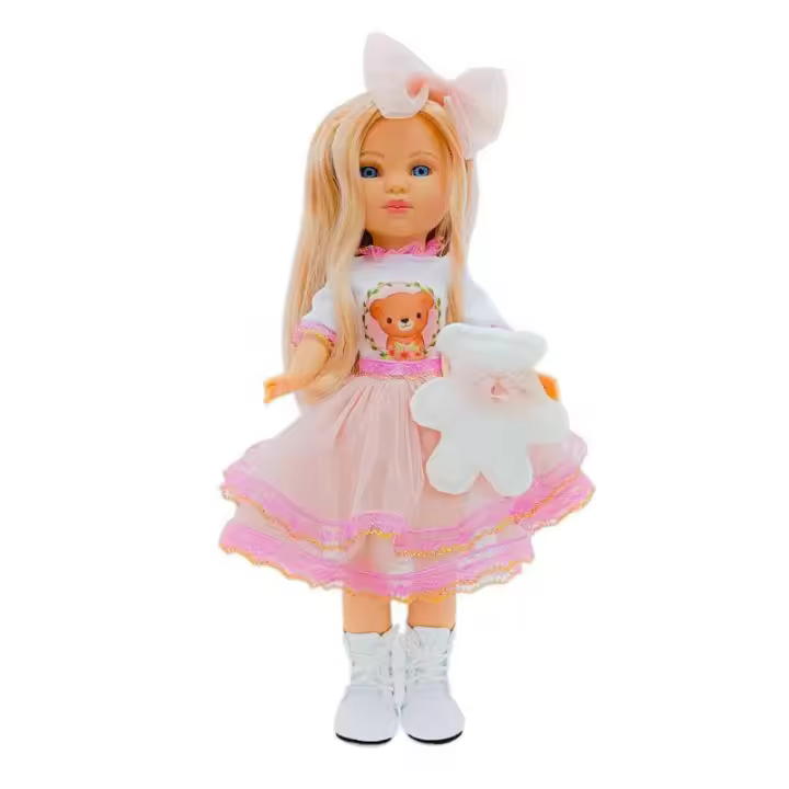 Folk Artesanía Muñeca Colección Simona Original 40 Cm Vinilo Rosa Edición Limitada - 1