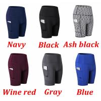 Pantalones cortos de Yoga para mujer, pantalones cortos de entrenamiento de cintura alta para gimnasio, Fitness, Yoga, levantamiento de glúteos, mallas de yoga para correr, pantalones cortos de ciclismo - details 1