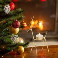 Juego de candelabros de Navidad, 2 piezas de candelabros forjados N árbol de Navidad oro Reno hueco candelabro adecuado para fiesta de Navidad hogar Decoración de mesa - details 2