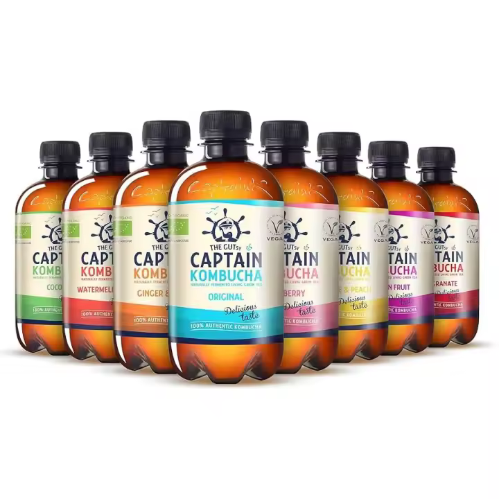 Kombucha | Varios Sabores | 1L | Pack de 3ud | Bebida Fermentada Natural | Sin Gluten | Probióticos | Apto para Veganos | Refrescante y Saludable | Captain Kombucha - 1