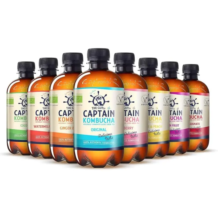 Kombucha | Varios Sabores | 1L | Pack de 3ud | Bebida Fermentada Natural | Sin Gluten | Probióticos | Apto para Veganos | Refrescante y Saludable | Captain Kombucha - 1