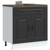 vidaXL Mueble bajo de cocina Kalmar de de ingeniería en color Madera antigua/Roble Sonoma/Negro y más | almacenamiento funcional diseño moderno para baño dormitorio sala - details 2