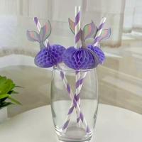 10pcs Bolas De Miel Mermaid Papel Color Morado Para Fiesta De Cumpleaños De Niñas Baño De Mar Fiestas Submarinas Suministros De Fiesta Favoritos Para Niños - details 4