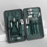 Juego De Tijeras Y Cortauñas De Acero Inoxidable Verde 7/13/24 Pcs Herramienta De Manicura Y Pedicura Portátil Set De Clipper Para Dedos Y Tobillos - details 0