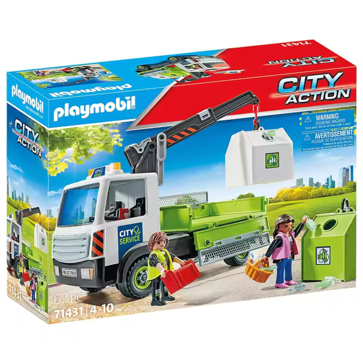 Playmobil - Camión de Residuos de Vidrio con Contenedor,  71431, Tienda con Licencia Oficial - 1