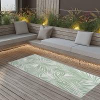 Alfombra de Exterior PP 80x150 cm Jardín Patio Terraza Balcón Color Negro,  green leaf pattern,  Hoja y mas - details 3