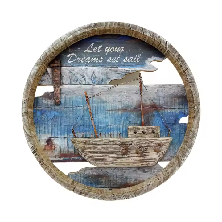 TBQ Barco de Madera Náutica Decoración Vintage Colgante Playa Decoración - 1