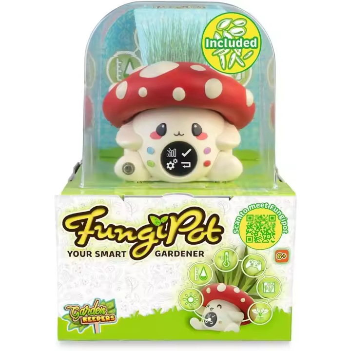 Garden Keepers - FungiPot, Maceta Inteligente, Mascota Digital Interactiva para Cuidar Plantas, Sensores de Humedad, Luz y Temperatura, Juegos Digitales, Incluye Sustrato y Semillas (Famosa GAD00000) - 1