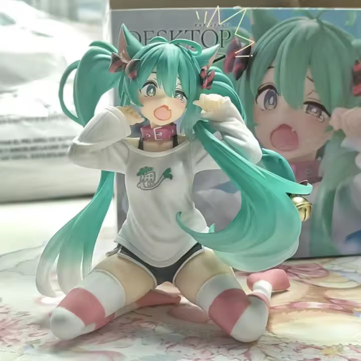 Figura De Anime Hatsune Miku 12cm Con Orejas De Gato Y Ropa De Manga Larga Juguete De Colección Para Niños Regalo De Modelos PVC - 1