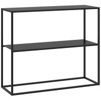 HOMCOM Mesa de Consola Estilo Industrial Mesa de Entrada con Estante Marco de Acero y Antivuelco Mueble de Recibidor para Salón Pasillo Carga 20 kg 90x30x75 cm Negro - details 0