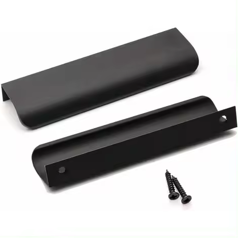Paquete de 10 tiradores negros para armarios de cocina Tiradores negros para cocina Tiradores negros de perfil negro Tiradores negros mate para muebles en aleación de aluminio Distancia entre centros 128 mm Longitud 150 mm (negro) - 1
